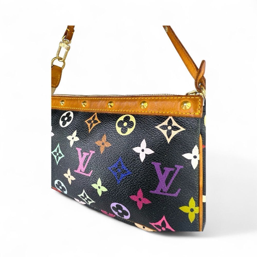 LOUIS VUITTON TAKASHI MURAKAMI Black Multicolor LV Monogram Pochette Accessoire - Picture 5 of 13